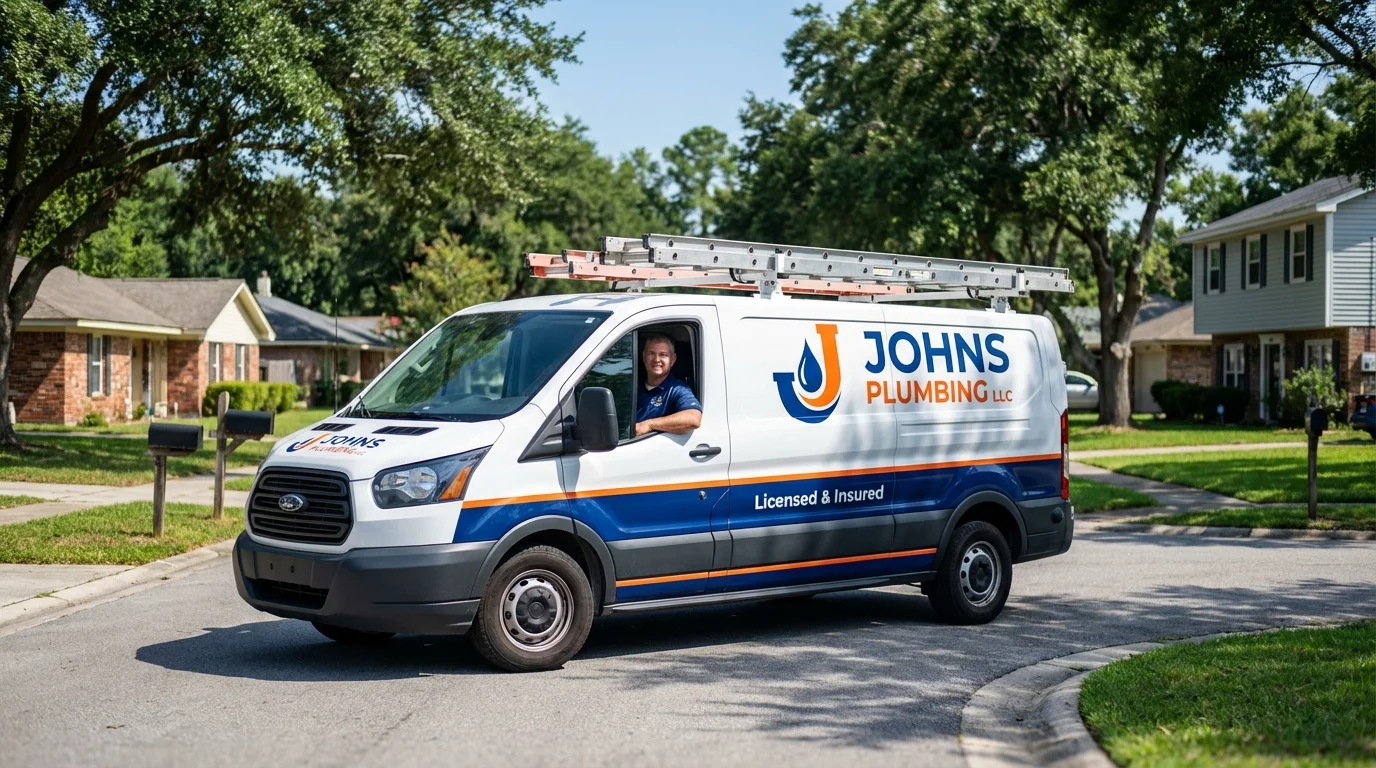 Johns Plumbing LLC service van in New Lebanon, OH