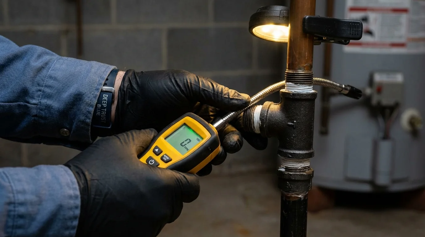Gas leak detection with electronic sniffer by Johns Plumbing LLC in New Lebanon