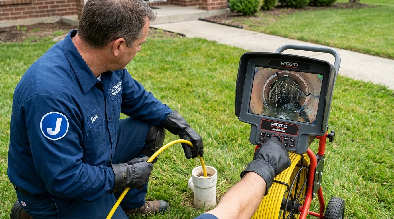 Sewer camera inspection being performed by Johns Plumbing LLC in New Lebanon